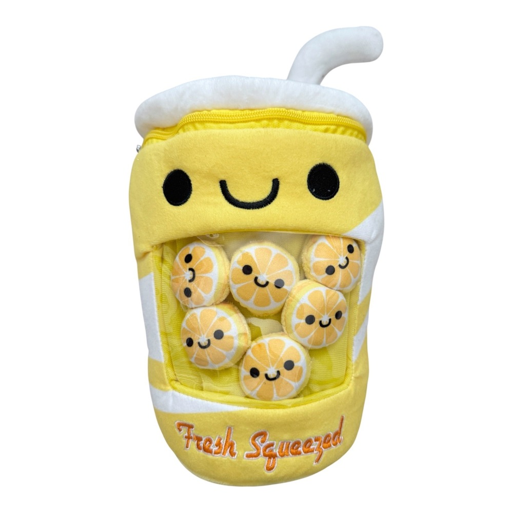FIESTA Fresh Squeezed Lemonade Cup Plush 11in Yellow Zippered Toy with 6 Lemons